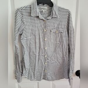 J. Crew Boy Shirt Seersucker Stripe Blue White Top Blouse Women’s Size 6